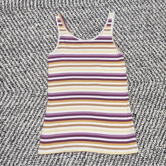 a new day - Mauve, Cream & Tan Striped Tank Top - Women’s Size Medium - Picture 4 of 4